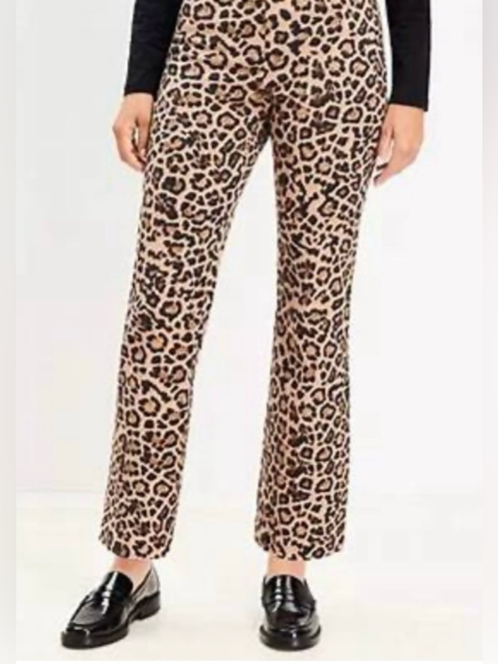 LOFT- HIGH RISE - LEOPARD Print STRAIGHT Fit Women's Pants - Brown